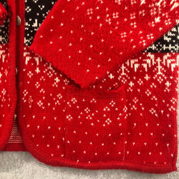 Tally-Ho Sweater Womens M Fair Isle Red Black Nordic Cardigan Sweater Christmas - Picture 8 of 8